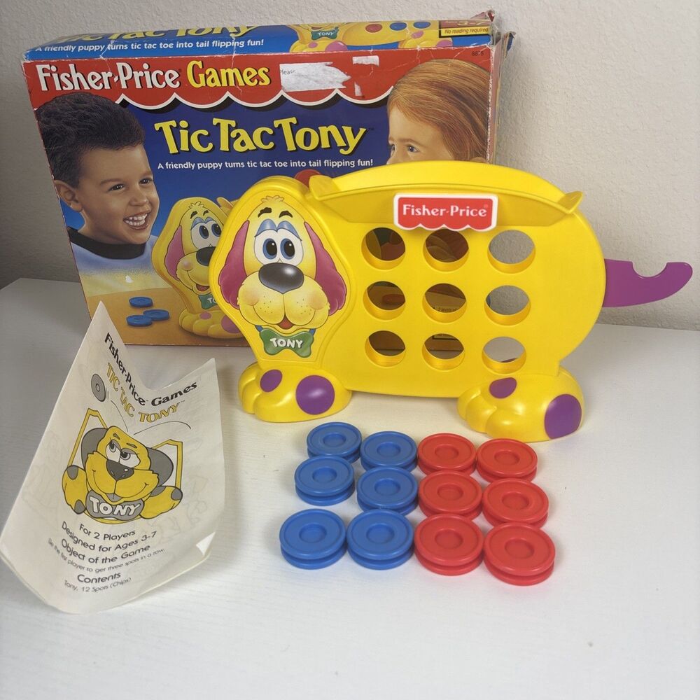 Vintage 1994 Tic Tac Tony Fisher Price Games Preschool Complete 12 Tokens